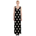 Polka Dots - Champagne Orange on Black Maxi Thigh Split Dress