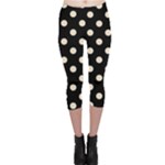 Polka Dots - Champagne Orange on Black Capri Leggings