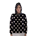 Polka Dots - Champagne Orange on Black Hooded Wind Breaker (Women)