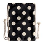 Polka Dots - Champagne Orange on Black Drawstring Bag (Large)