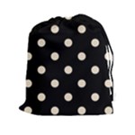 Polka Dots - Champagne Orange on Black Drawstring Pouch (XXl)