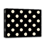 Polka Dots - Champagne Orange on Black Deluxe Canvas 16  x 12  (Stretched)