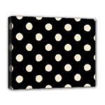 Polka Dots - Champagne Orange on Black Deluxe Canvas 20  x 16  (Stretched)