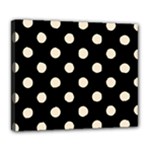 Polka Dots - Champagne Orange on Black Deluxe Canvas 24  x 20  (Stretched)