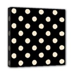 Polka Dots - Champagne Orange on Black Mini Canvas 8  x 8  (Stretched)