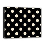 Polka Dots - Champagne Orange on Black Canvas 14  x 11  (Stretched)