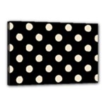 Polka Dots - Champagne Orange on Black Canvas 18  x 12  (Stretched)