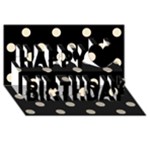 Polka Dots - Champagne Orange on Black Happy Birthday 3D Greeting Card (8x4)