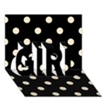 Polka Dots - Champagne Orange on Black GIRL 3D Greeting Card (7x5)