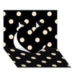 Polka Dots - Champagne Orange on Black Heart 3D Greeting Card (7x5)