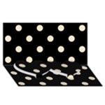 Polka Dots - Champagne Orange on Black Twin Heart Bottom 3D Greeting Card (8x4)