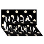Polka Dots - Champagne Orange on Black Happy New Year 3D Greeting Card (8x4)