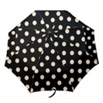 Polka Dots - Champagne Orange on Black Folding Umbrella