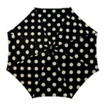 Polka Dots - Champagne Orange on Black Golf Umbrella