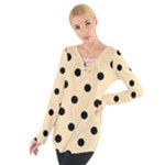 Polka Dots - Black on Peach Orange Women s Tie Up Tee