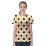 Polka Dots - Black on Peach Orange Women s Sport Mesh Tee