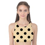 Polka Dots - Black on Peach Orange Tank Bikini Top