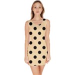 Polka Dots - Black on Peach Orange Bodycon Dress