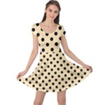 Polka Dots - Black on Peach Orange Cap Sleeve Dress