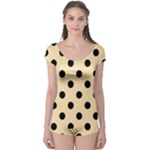 Polka Dots - Black on Peach Orange Boyleg Leotard (Ladies)