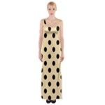 Polka Dots - Black on Peach Orange Maxi Thigh Split Dress