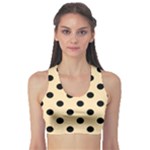 Polka Dots - Black on Peach Orange Women s Sports Bra