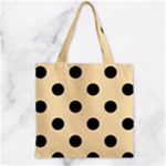 Polka Dots - Black on Peach Orange Zipper Grocery Tote Bag