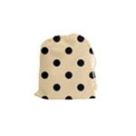 Polka Dots - Black on Peach Orange Drawstring Pouch (S)