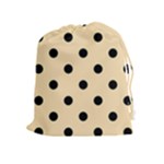 Polka Dots - Black on Peach Orange Drawstring Pouch (XL)