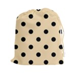Polka Dots - Black on Peach Orange Drawstring Pouch (XXl)