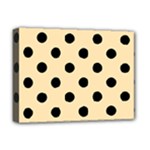 Polka Dots - Black on Peach Orange Deluxe Canvas 16  x 12  (Stretched)