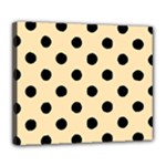 Polka Dots - Black on Peach Orange Deluxe Canvas 24  x 20  (Stretched)
