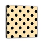 Polka Dots - Black on Peach Orange Mini Canvas 6  x 6  (Stretched)
