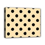 Polka Dots - Black on Peach Orange Canvas 10  x 8  (Stretched)
