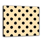 Polka Dots - Black on Peach Orange Canvas 20  x 16  (Stretched)