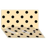 Polka Dots - Black on Peach Orange Twin Heart Bottom 3D Greeting Card (8x4)
