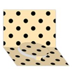 Polka Dots - Black on Peach Orange Circle Bottom 3D Greeting Card (7x5)