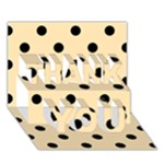 Polka Dots - Black on Peach Orange THANK YOU 3D Greeting Card (7x5)
