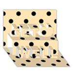 Polka Dots - Black on Peach Orange Get Well 3D Greeting Card (7x5)