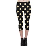 Polka Dots - Peach Orange on Black Capri Leggings