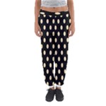 Polka Dots - Peach Orange on Black Women s Jogger Sweatpants