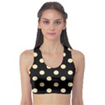 Polka Dots - Peach Orange on Black Women s Sports Bra