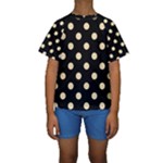 Polka Dots - Peach Orange on Black Kid s Short Sleeve Swimwear