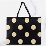 Polka Dots - Peach Orange on Black Zipper Large Tote Bag