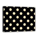 Polka Dots - Peach Orange on Black Canvas 16  x 12  (Stretched)