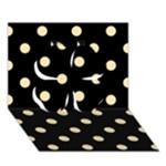 Polka Dots - Peach Orange on Black Clover 3D Greeting Card (7x5)