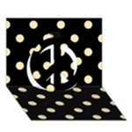 Polka Dots - Peach Orange on Black Peace Sign 3D Greeting Card (7x5)