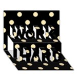 Polka Dots - Peach Orange on Black WORK HARD 3D Greeting Card (7x5)