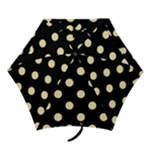 Polka Dots - Peach Orange on Black Mini Umbrella