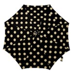 Polka Dots - Peach Orange on Black Hook Handle Umbrella (Medium)